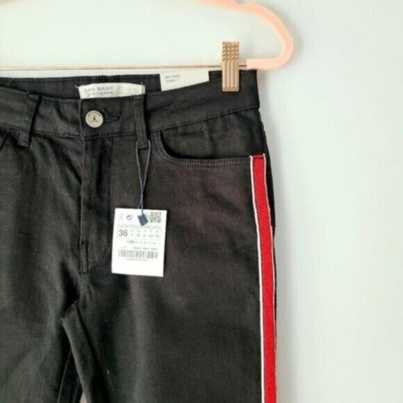 NWT Zara Black Striped Skinny Jeans - Picture 7 of 9
